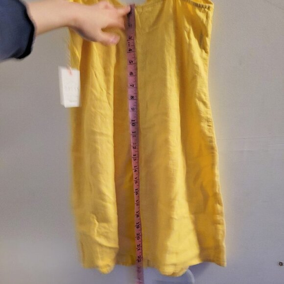 NEW Forever 21 Woven Yellow Linen Sleeveless Tank Button Front Mini Dress Small - Picture 9 of 10